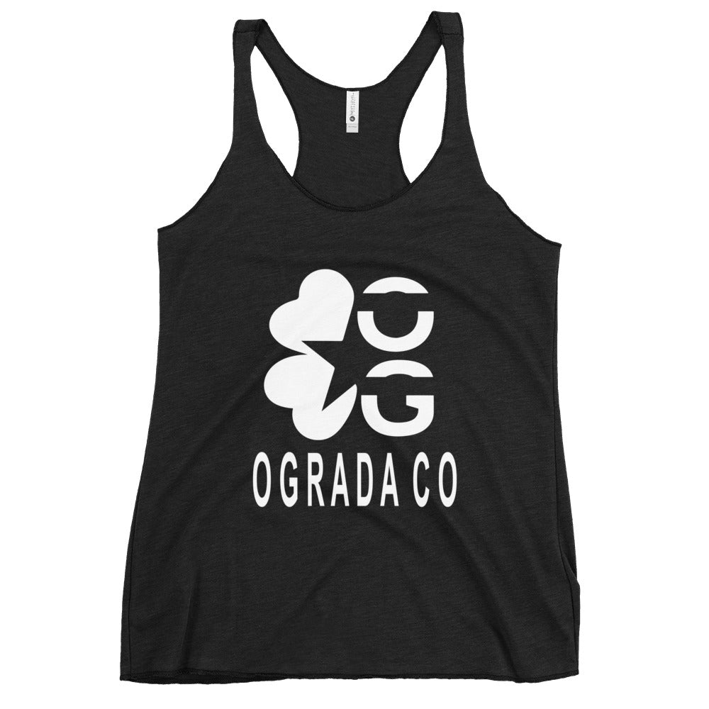 Women's Racerback Tank White Print