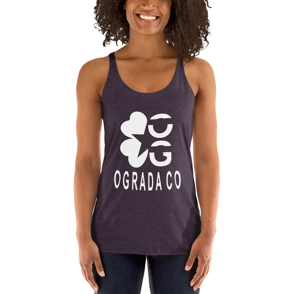 Women's Racerback Tank White Print