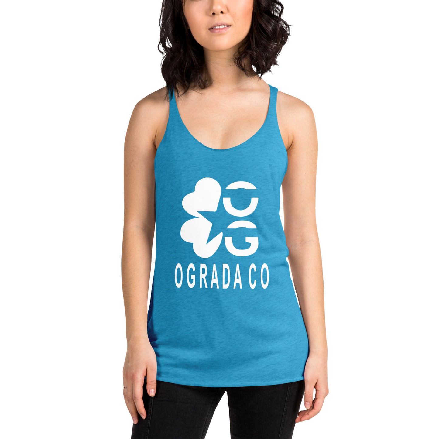 Women's Racerback Tank White Print