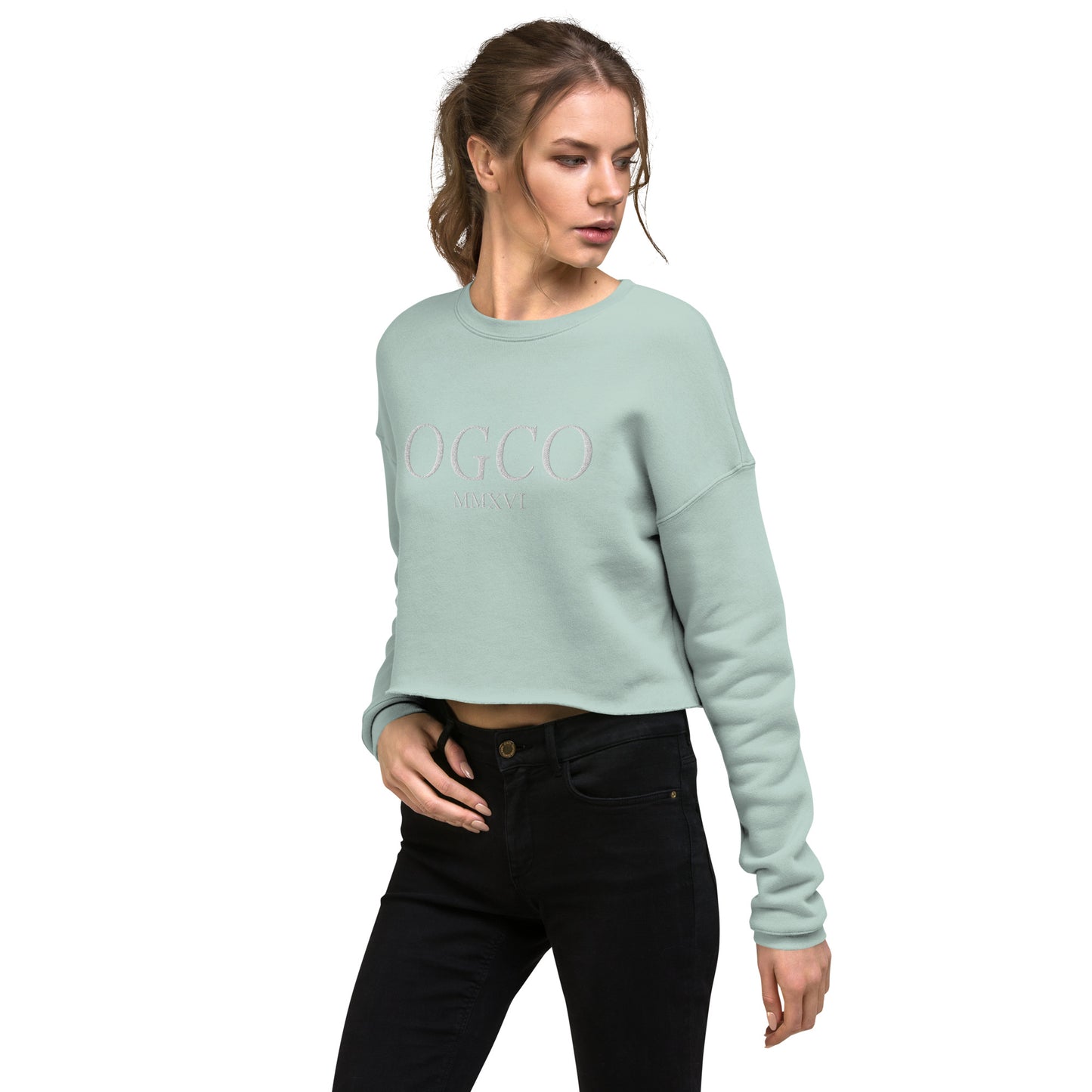 Embroidered Crop Sweatshirt