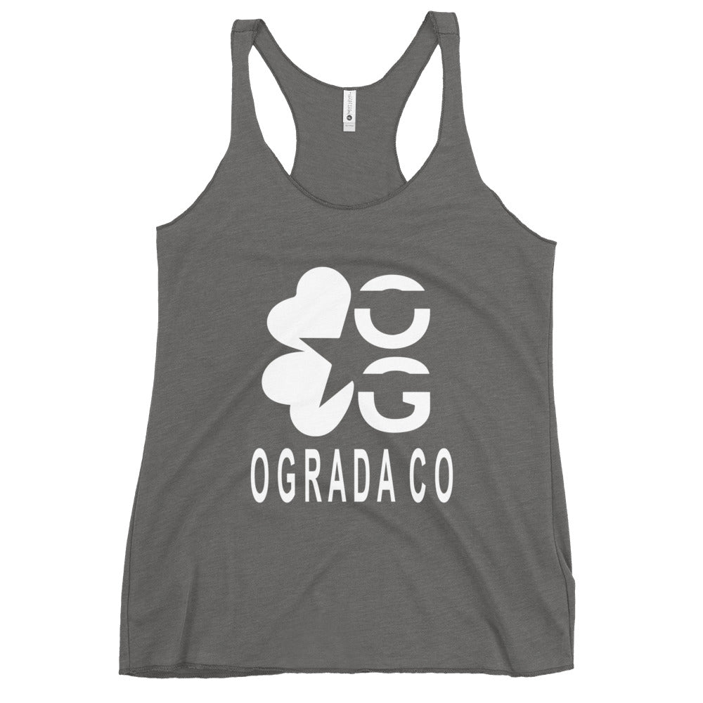 Women's Racerback Tank White Print