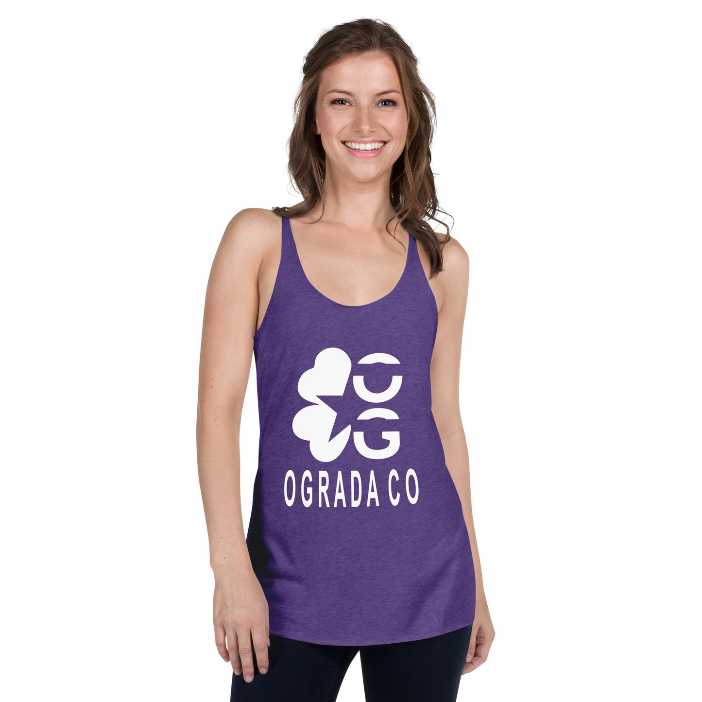 Women's Racerback Tank White Print